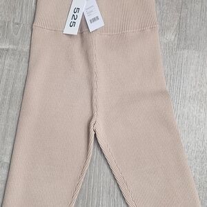 525 America Beige Ribbed TO THE KNEE‎ Bike Shorts Leggings Size M